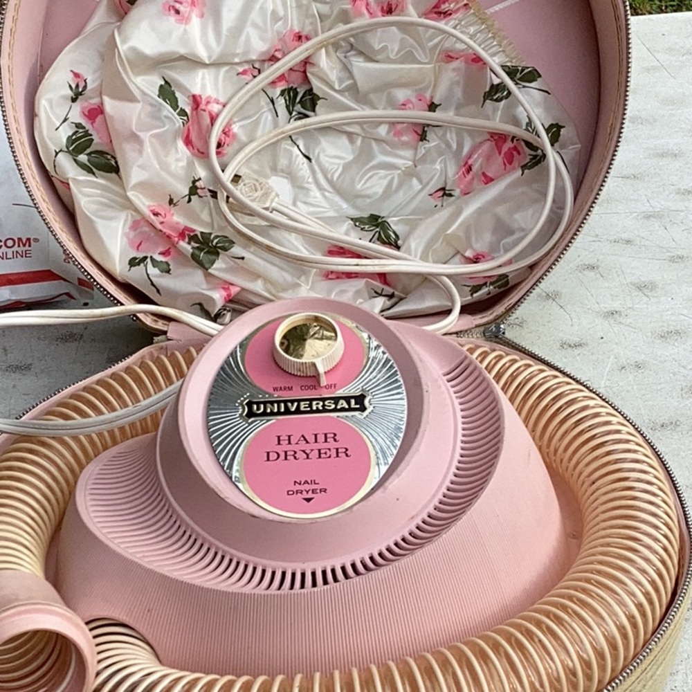 💖 Vintage HAIR DRYER NAIL DRYER Cap Portable Hard Case